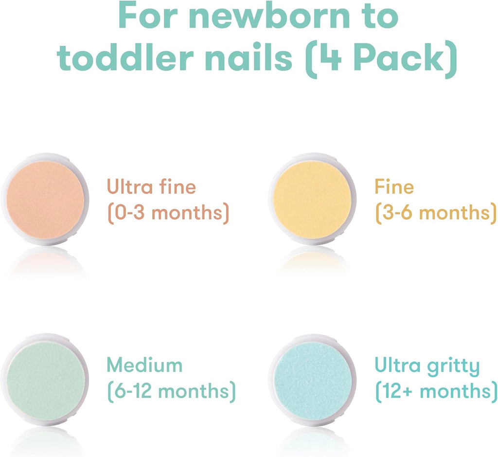 Electric Nail Buffer Replacement Pads | Safe + Easy Grooming, Trimming, and Nail Filing for Newborn, Toddler, or Children'S Fingernails and Toenails, 4 Buffer Pads