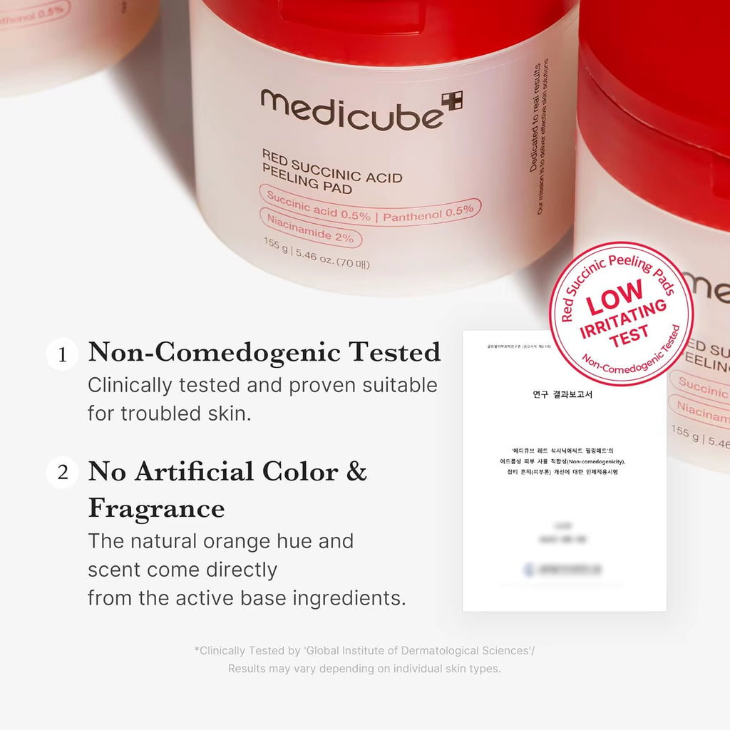 Medicube Toner Pads: Red Facial Exfoliating Pads | Exfoliating Toner Pads for Acne-Prone Skin with AHA and BHA