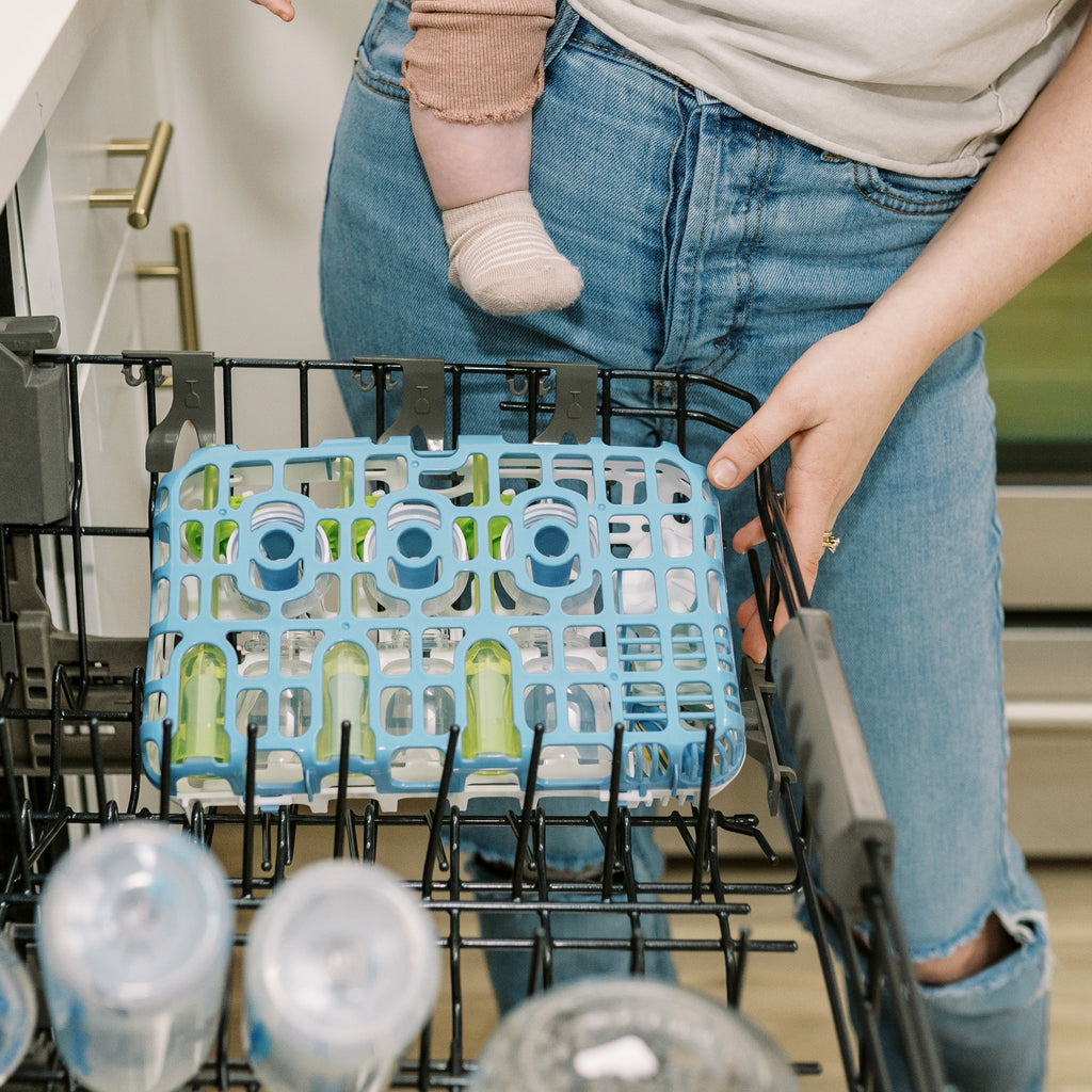 Dishwasher Basket for Small Baby Bottle Parts, Pacifiers, Accessories, Blue, 1-Pack
