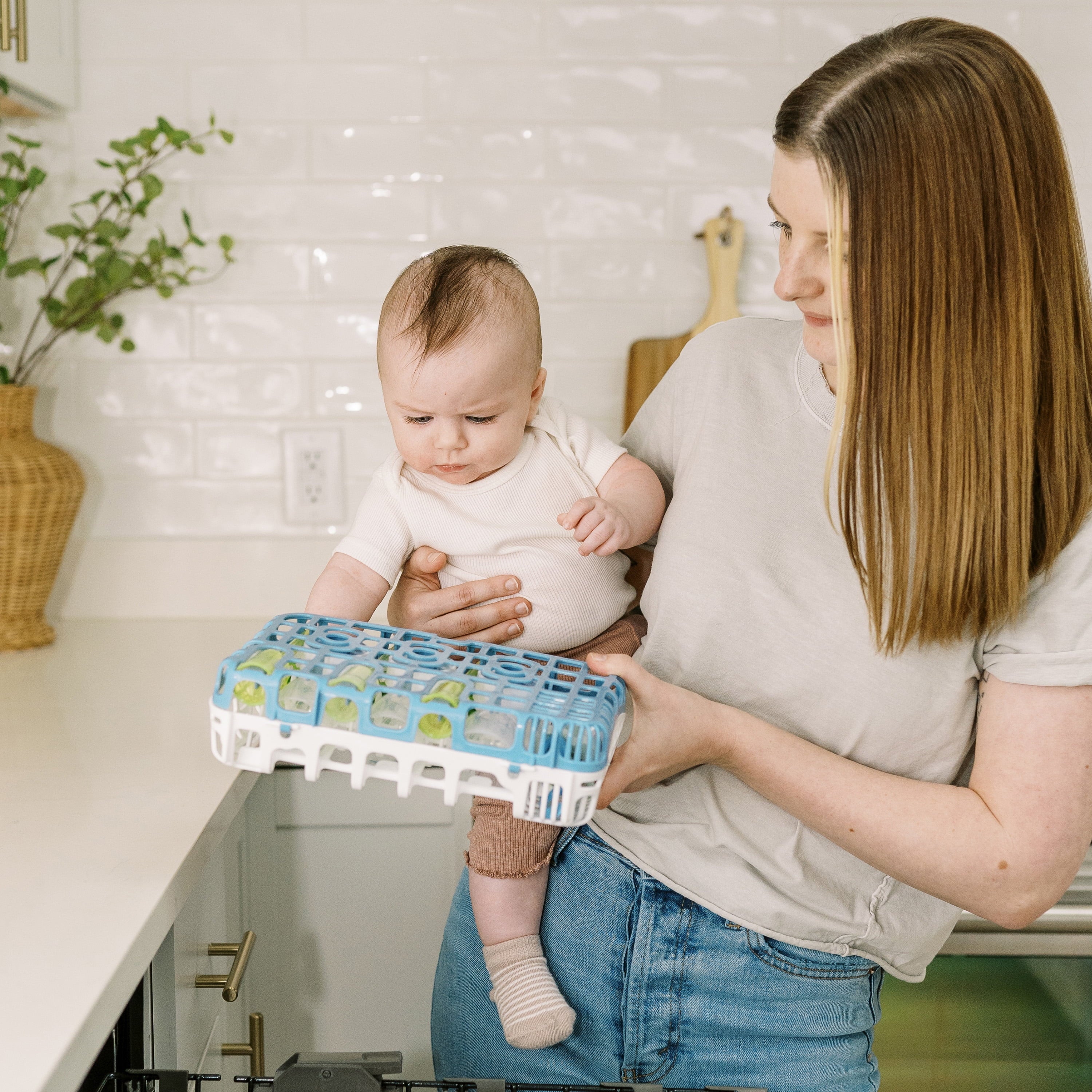 Dishwasher Basket for Small Baby Bottle Parts, Pacifiers, Accessories, Blue, 1-Pack