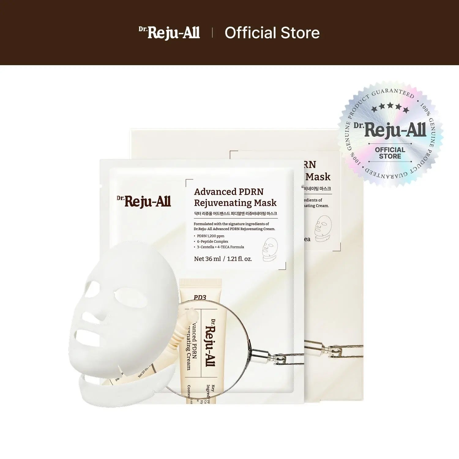 Revitalize Your Skin with Dr.Reju-All Advanced PDRN Rejuvenating Mask - Hydrating Korean Sheet Mask for Face & Neck with Collagen & Copper Peptides (4 Sheets, 1.2 Fl Oz Each)