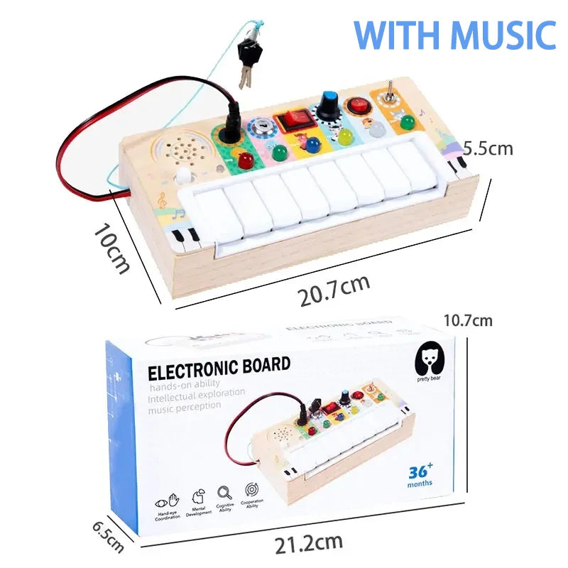Kids Lights Busy Board Montessori Sensory Toys Switch LED Light Games Activity Board Thinking Education Baby Travel Toys 2-6Year