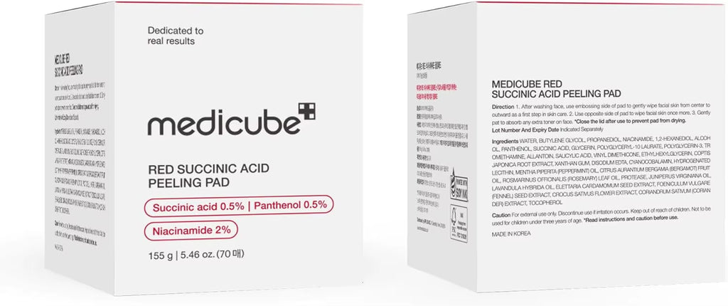 Medicube Toner Pads: Red Facial Exfoliating Pads | Exfoliating Toner Pads for Acne-Prone Skin with AHA and BHA