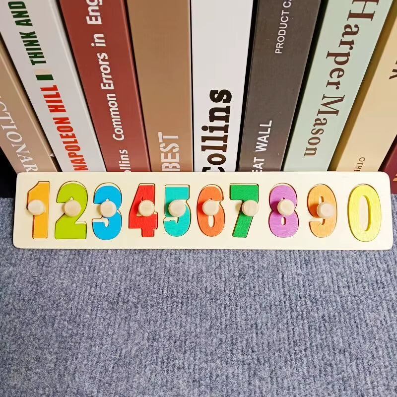 Baby Wooden Puzzles Montessori Toys 1 2 3 Years Toddler Toys Hand Grab Board Alphabet Number Cognition Learning Educational Toys