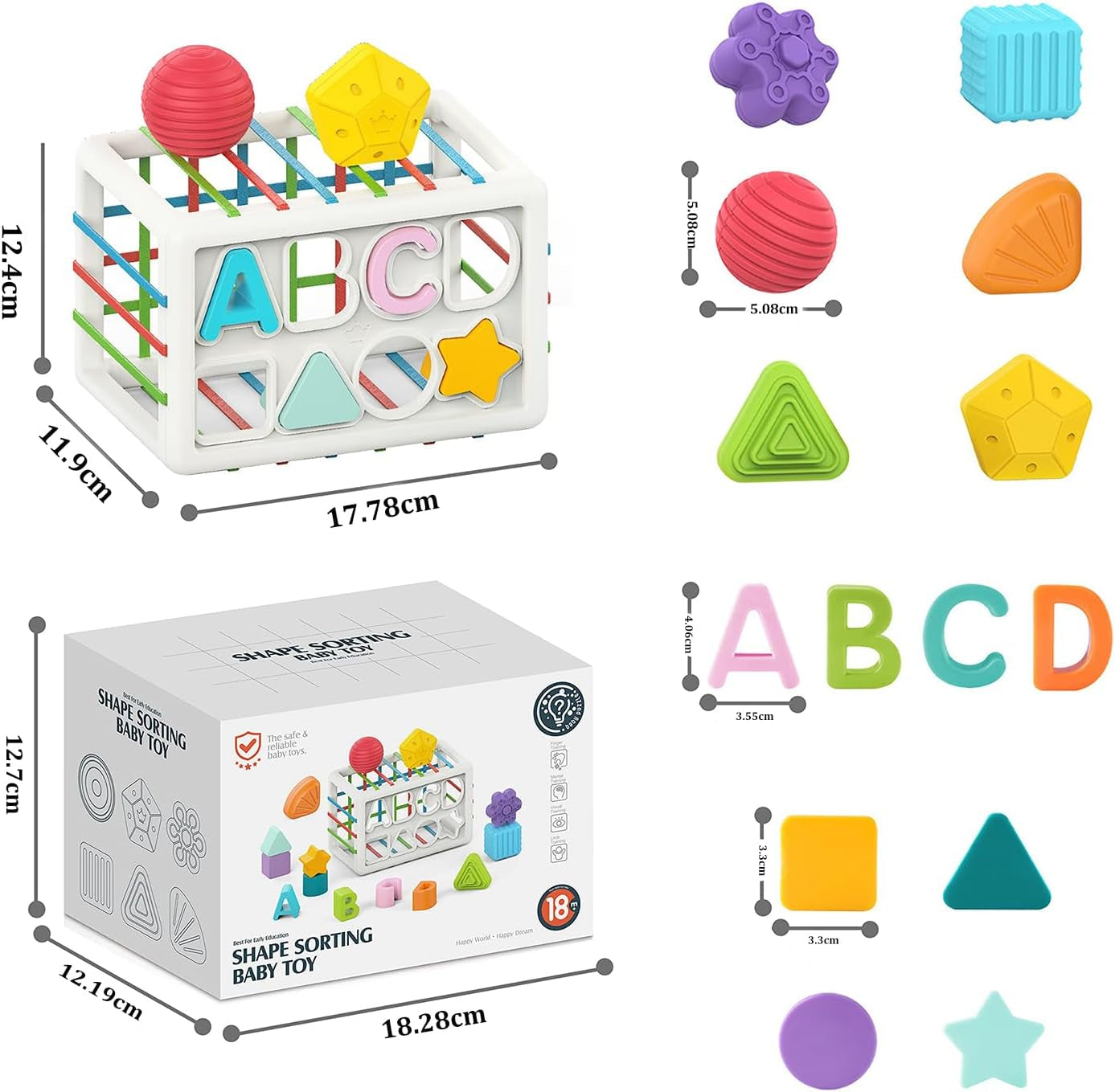 Montessori Toys for 1 Year Old Boys Girls 1St Birthday Gifts, Baby Shape Sorter Cube for 12 18 Months, Brian Sensory Toys for Babies Early Educational Baby Travel Toys for Toddler Age 1-2