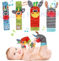 Cute Animal Wrist Rattles & Foot Finder Socks for Babis Soft Baby Arm Hand Bracelet Wristband Rattle Feet Leg Ankle Socks Newborn Toys for Baby Girls Boys 0-3 3-6 6-9 9-12 12-36 Months