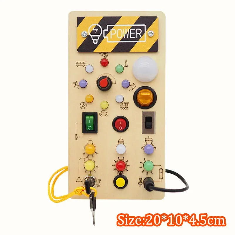 Kids Lights Busy Board Montessori Sensory Toys Switch LED Light Games Activity Board Thinking Education Baby Travel Toys 2-6Year