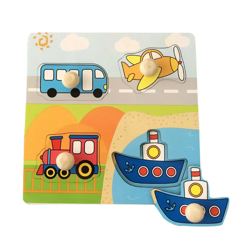 Baby Wooden Puzzles Montessori Toys 1 2 3 Years Toddler Toys Hand Grab Board Alphabet Number Cognition Learning Educational Toys