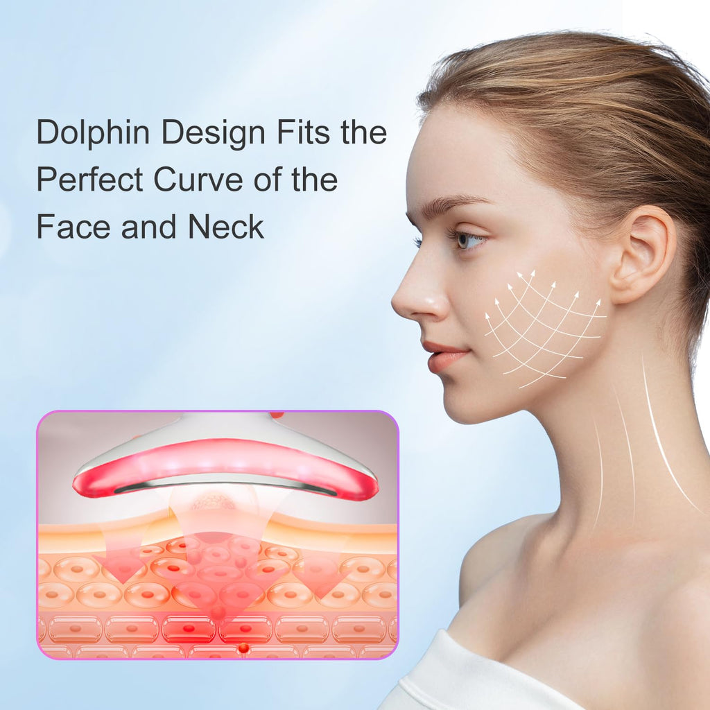 Revitalize Your Skin with the 7 Color Neck Face Massager Tool - Ultimate Facial Massager for At-Home Skin Care and Sculpting (White)