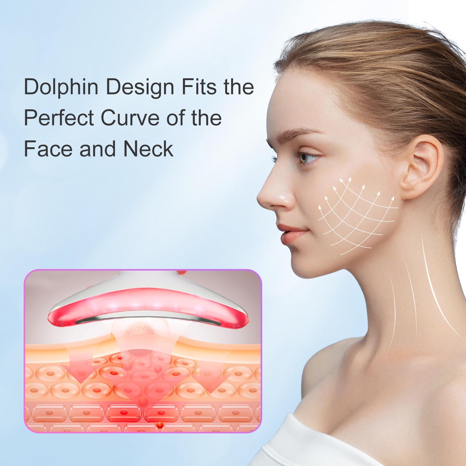 Revitalize Your Skin with the 7 Color Neck Face Massager Tool - Ultimate Facial Massager for At-Home Skin Care and Sculpting (White)