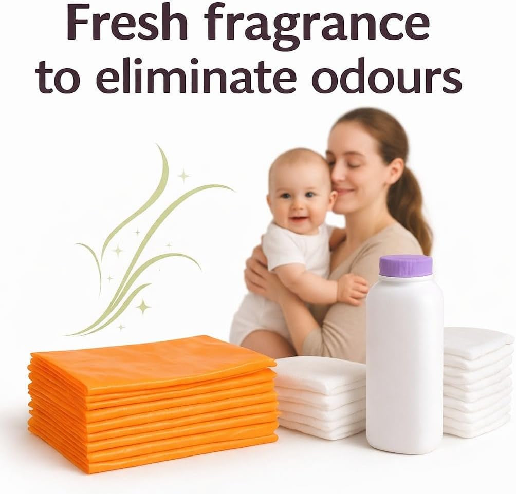 150Pcs Fragranced Nappy Disposable Bags with Tie Handle Antibacterial Nappy Sacks Fragranced for Eliminate Odour Leakproof Bags Essentials for Newborn and Young Babies Travel or Home Use