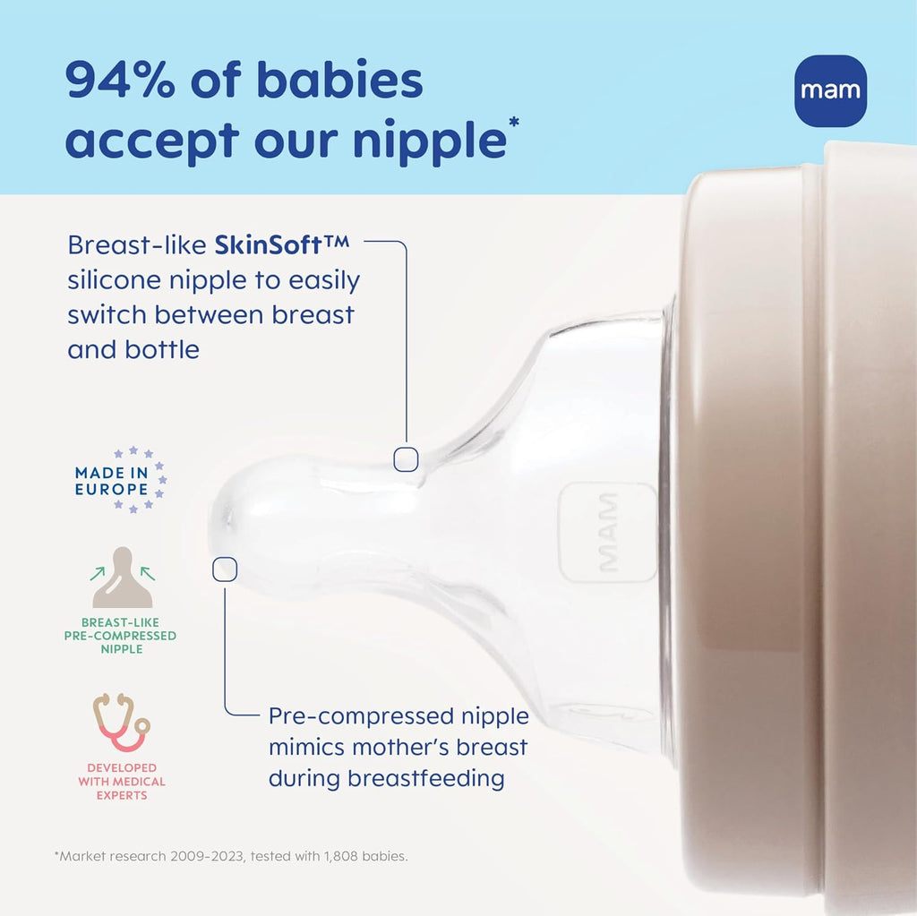 Easy Start Anti-Colic Baby Bottle Starter Set – 4 Self Sterilizing Bottles (5Oz & 9Oz) + 2 Newborn Pacifiers Breastfed Baby Feeding Gift Set