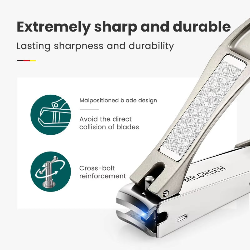 Ergonomic Stainless Steel Anti-Splash Nail Clippers - Bionic Design Manicure Tool for Perfect Fingernails