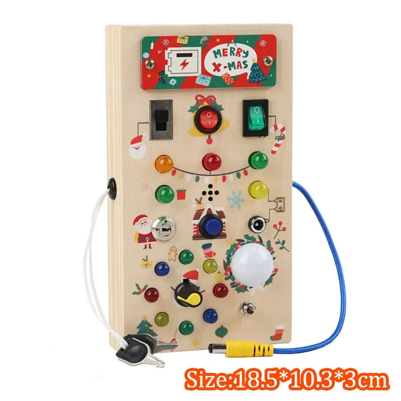 Kids Lights Busy Board Montessori Sensory Toys Switch LED Light Games Activity Board Thinking Education Baby Travel Toys 2-6Year