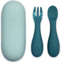 Silicone Baby Cutlery with Travel Case - Baby Spoon & Fork Set - Designed with Feeding Specialist - Baby Led Weaning Utensils - Dishwasher, Steriliser Friendly - BPA Free - 6M+, Blue