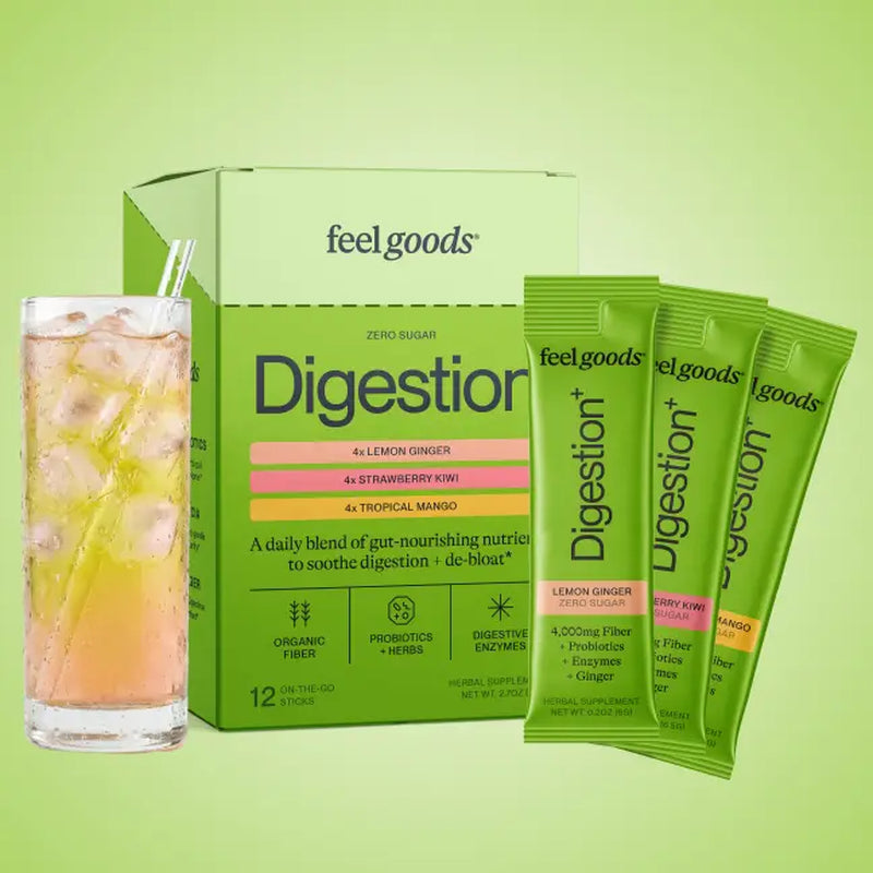 Feel Goods Digestion+ Variety Pack | Gut Support Drink • Organic Fiber • Probiotics • Digestive Enzymes • Bloating Relief • Regularity • Smooth Digestion