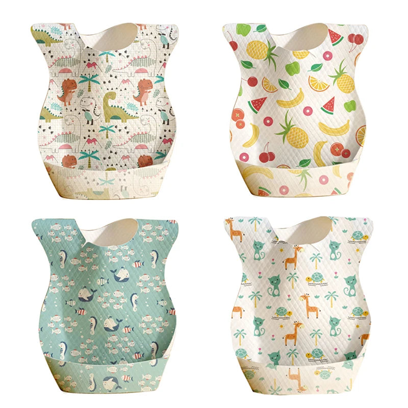 Disposable Baby Bibs Burp Cloths Waterproof Cartoon Toddler Baby Stuff for Feeding Portable Travel Infant Baby Accessoriy 10Pcs