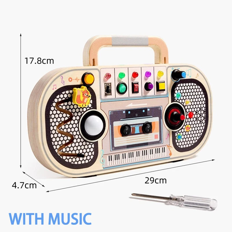 Kids Lights Busy Board Montessori Sensory Toys Switch LED Light Games Activity Board Thinking Education Baby Travel Toys 2-6Year