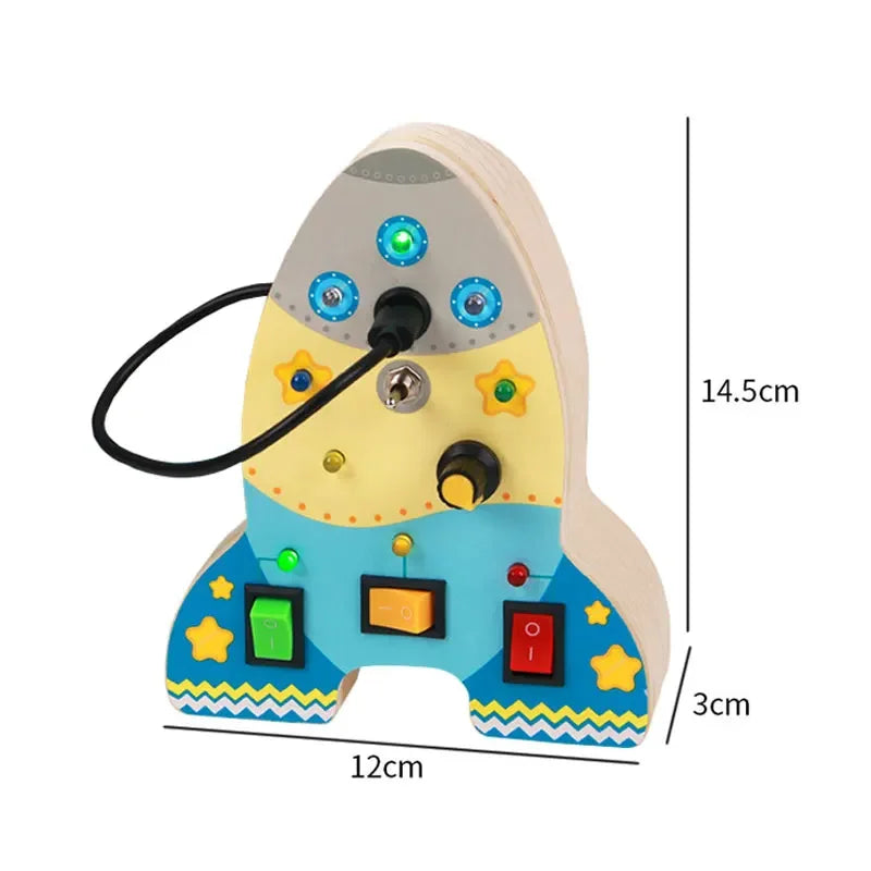 Kids Lights Busy Board Montessori Sensory Toys Switch LED Light Games Activity Board Thinking Education Baby Travel Toys 2-6Year
