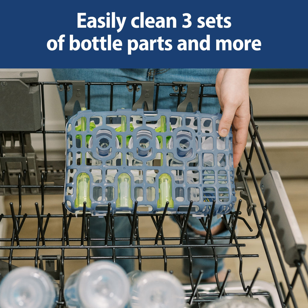 Dishwasher Basket for Small Baby Bottle Parts, Pacifiers, Accessories, Blue, 1-Pack