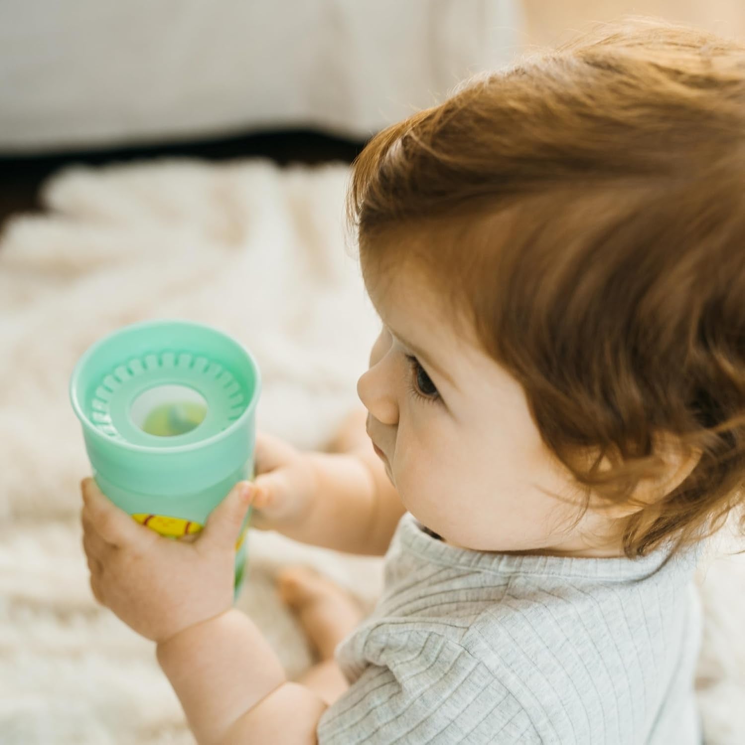Milestones Cheers 360 Cup Spoutless Transition Cup, Travel Friendly & Leak-Free Sippy Cup, Green, Snake, 10Oz/300Ml
