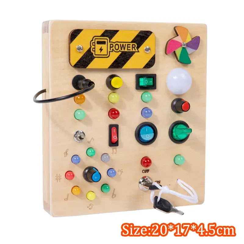 Kids Lights Busy Board Montessori Sensory Toys Switch LED Light Games Activity Board Thinking Education Baby Travel Toys 2-6Year
