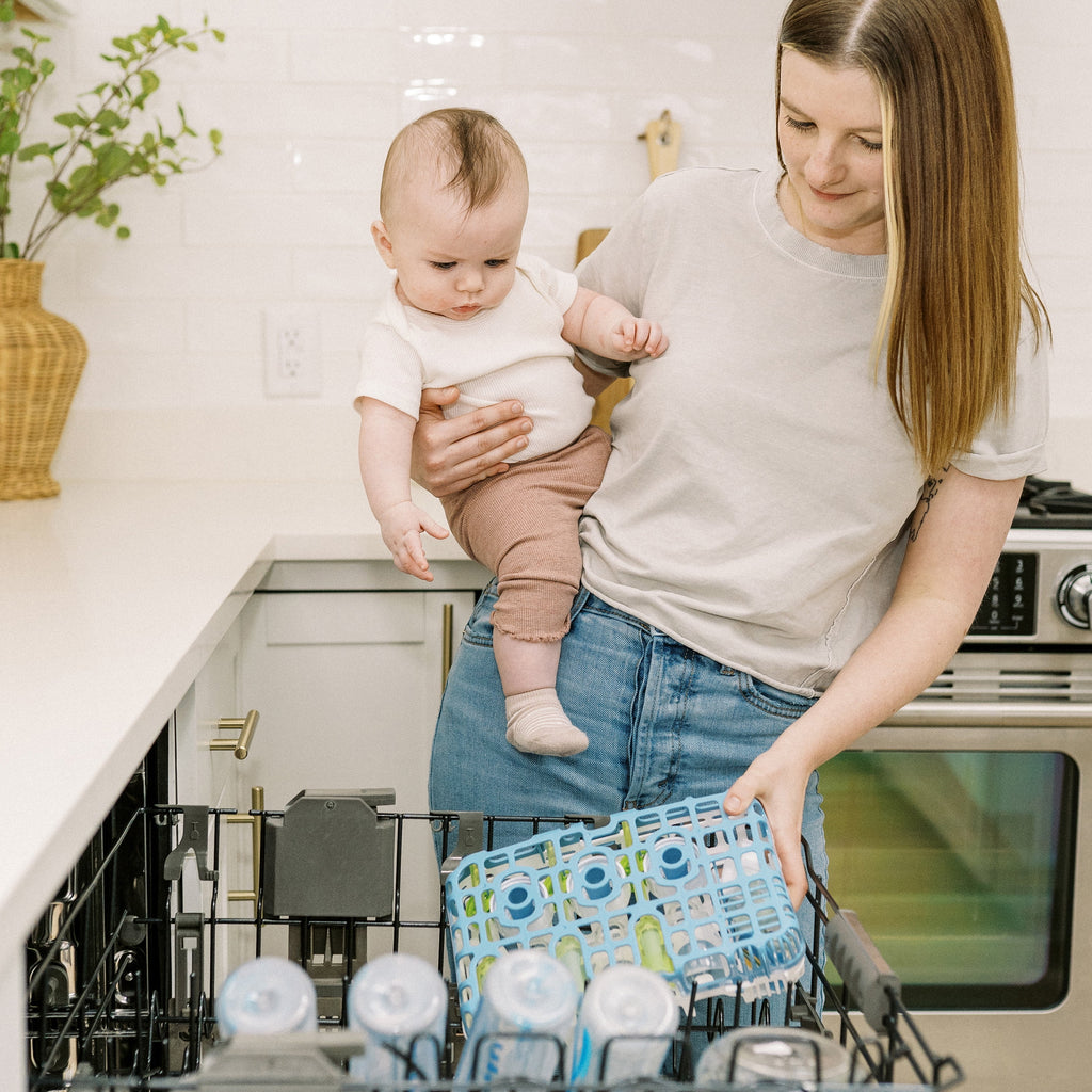 Dishwasher Basket for Small Baby Bottle Parts, Pacifiers, Accessories, Blue, 1-Pack