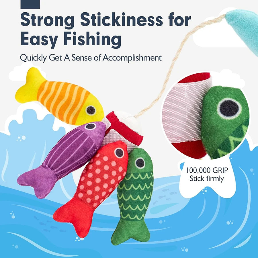 Toddler Toys Montessori Toys for Baby 10 in 1 Cloth Fishing Game Toys with Stacking Cups Number Counting Color Sorting Learning