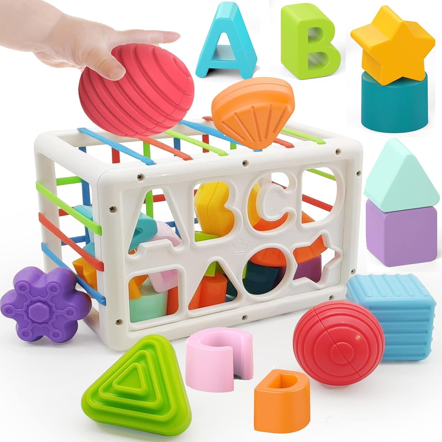 Montessori Toys for 1 Year Old Boys Girls 1St Birthday Gifts, Baby Shape Sorter Cube for 12 18 Months, Brian Sensory Toys for Babies Early Educational Baby Travel Toys for Toddler Age 1-2