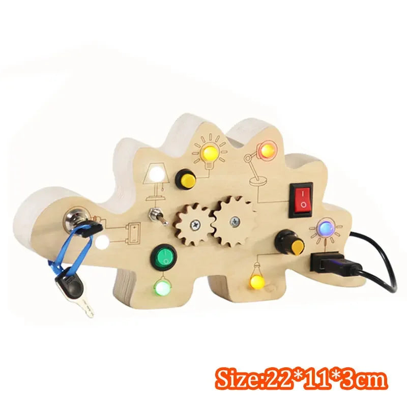 Kids Lights Busy Board Montessori Sensory Toys Switch LED Light Games Activity Board Thinking Education Baby Travel Toys 2-6Year