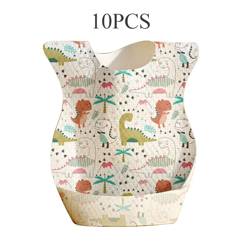 Disposable Baby Bibs Burp Cloths Waterproof Cartoon Toddler Baby Stuff for Feeding Portable Travel Infant Baby Accessoriy 10Pcs