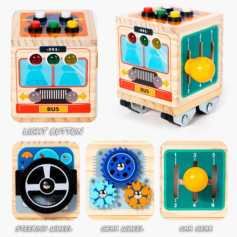 Kids Lights Busy Board Montessori Sensory Toys Switch LED Light Games Activity Board Thinking Education Baby Travel Toys 2-6Year
