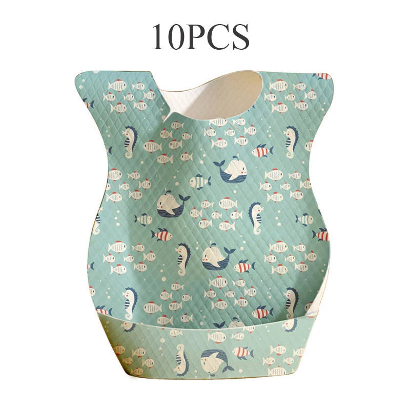 Disposable Baby Bibs Burp Cloths Waterproof Cartoon Toddler Baby Stuff for Feeding Portable Travel Infant Baby Accessoriy 10Pcs