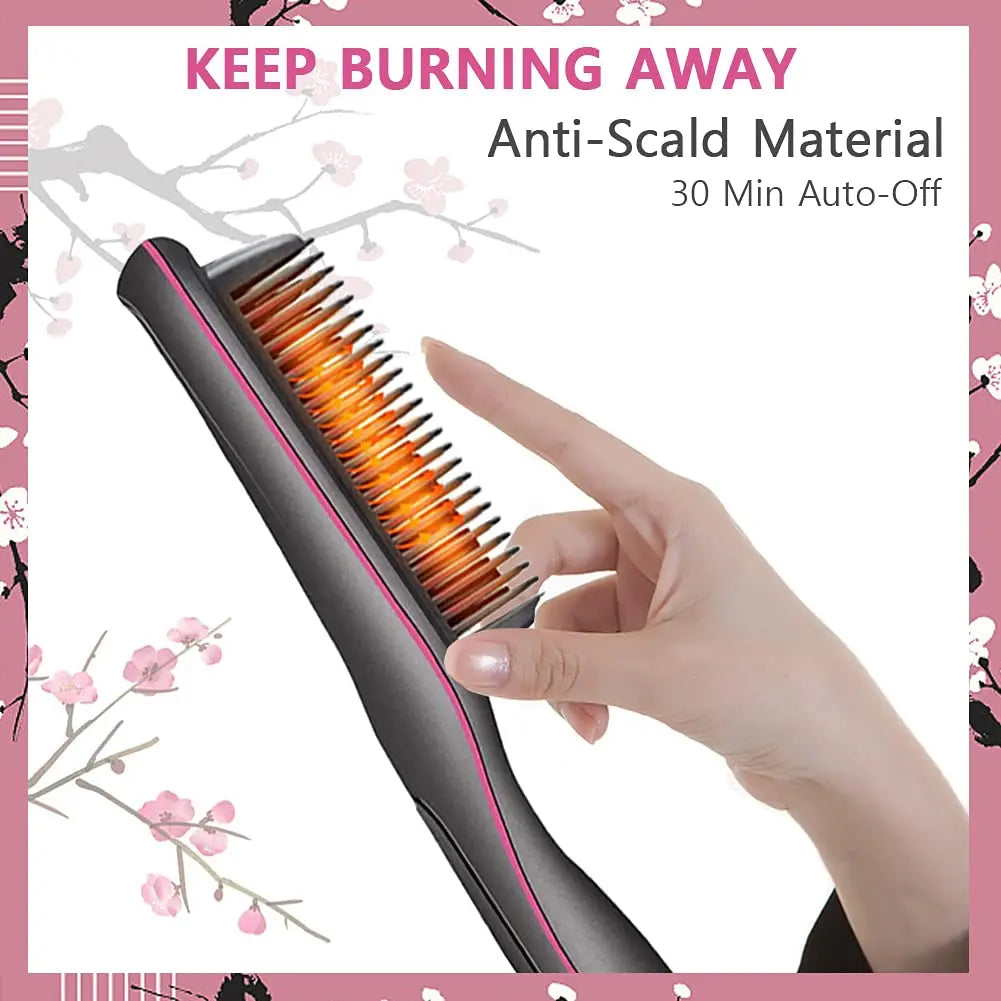 Transform Your Hair with the VITI Professional Hair Straightener Brush - Wet and Dry Styling Comb with LCD Display
