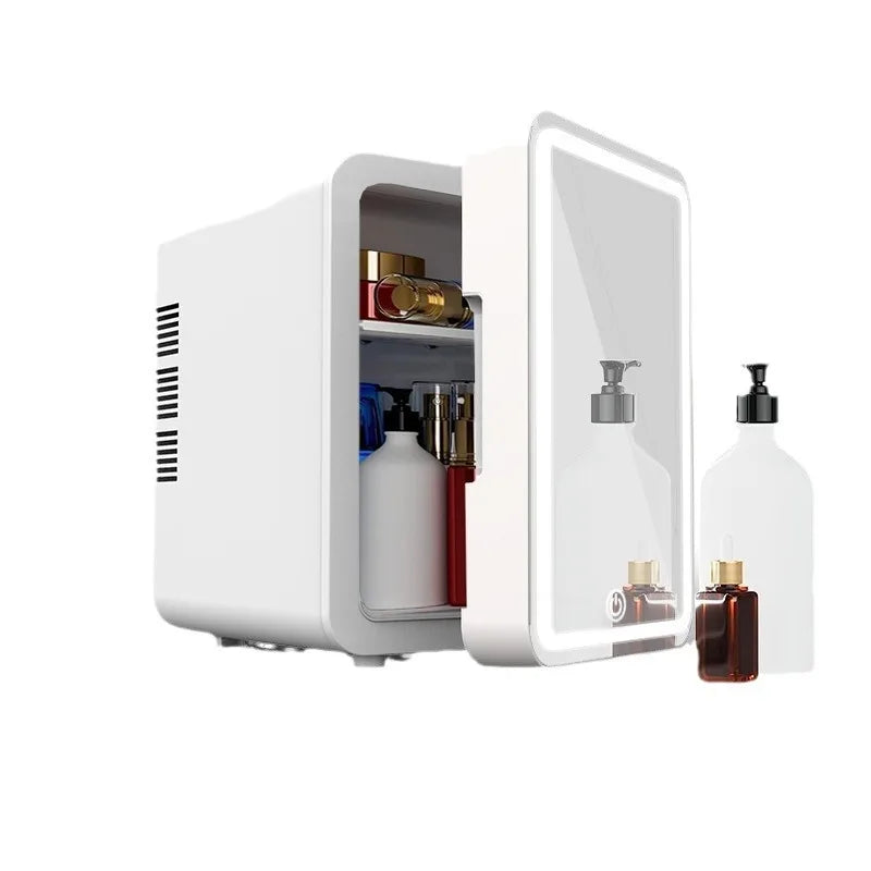 Chic 4L Mini Skincare Fridge with LED Light Mirror - Perfect for Makeup, Skincare, and Snacks in Your Bedroom, Office, or Car