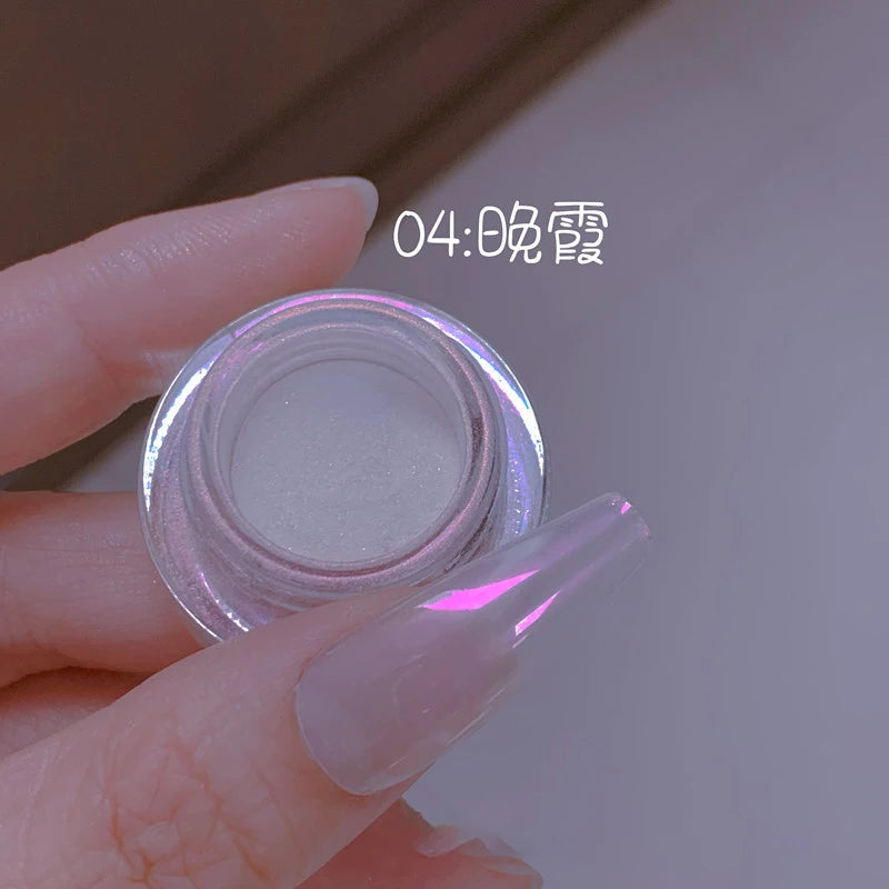 Transform Your Nails with the Glazed Donut Glow - Hailey Bieber Inspired Glitter Chrome Nail Powder