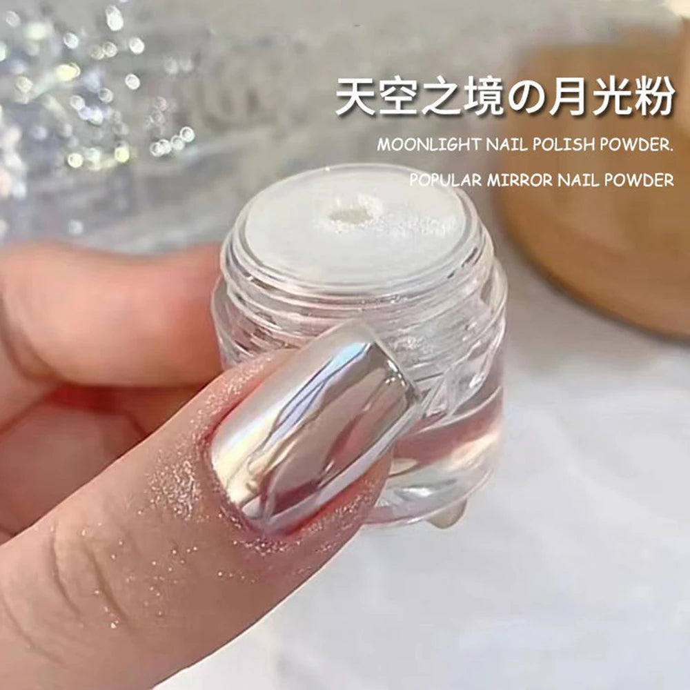 Transform Your Nails with the Glazed Donut Glow - Hailey Bieber Inspired Glitter Chrome Nail Powder