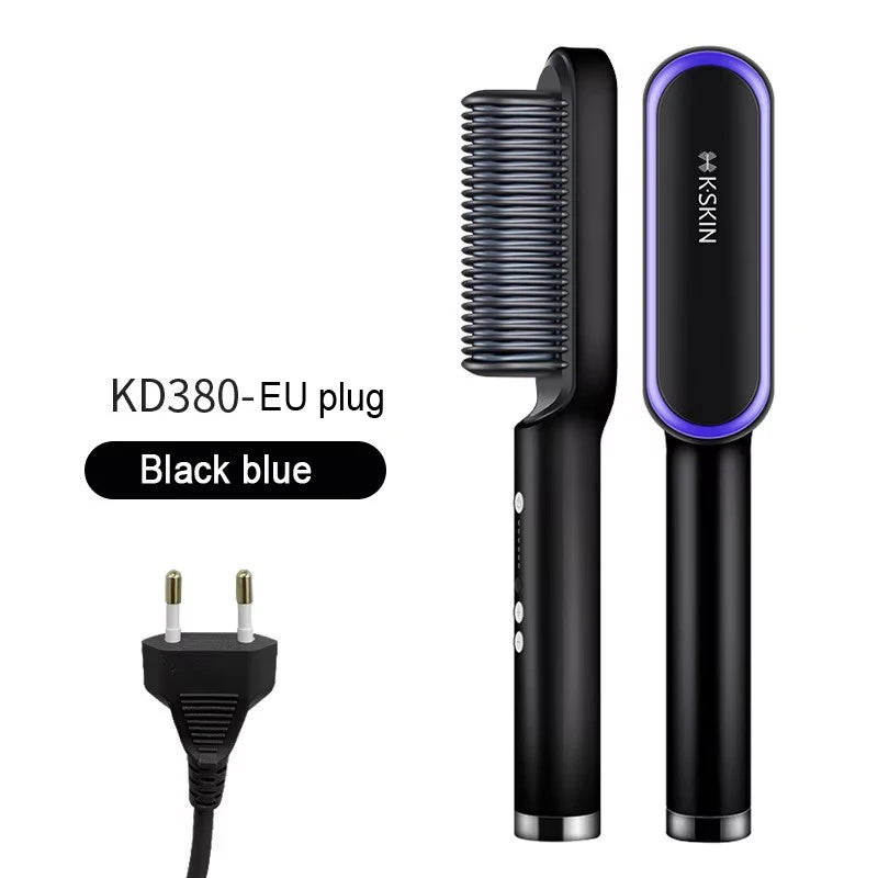 Revolutionary 2-in-1 Hair Styler: Fast Heating Straightening Hot Comb with Negative Ion Technology for Effortless Styling