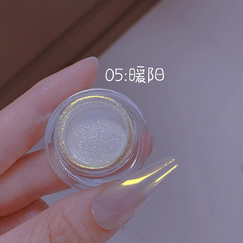 Transform Your Nails with the Glazed Donut Glow - Hailey Bieber Inspired Glitter Chrome Nail Powder
