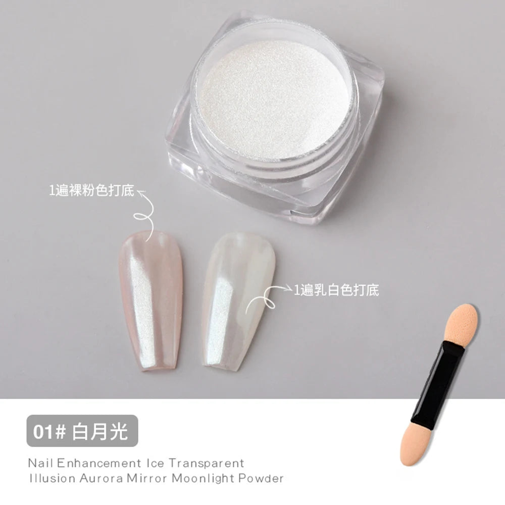Transform Your Nails with the Glazed Donut Glow - Hailey Bieber Inspired Glitter Chrome Nail Powder