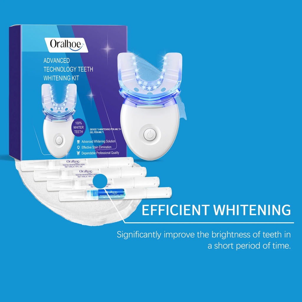 Achieve a Radiant Smile with Our Professional Teeth Whitening LED Light Kit - Includes 4X Whitening Gel for Fast Results!