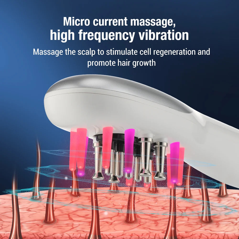 Revitalize Your Scalp with the 4-in-1 Electric EMS Massager Comb – LED Light Therapy & Hair Oil Applicator for Enhanced Hair Growth!