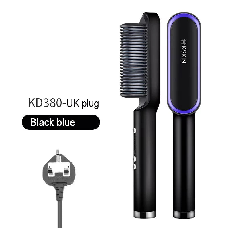 Revolutionary 2-in-1 Hair Styler: Fast Heating Straightening Hot Comb with Negative Ion Technology for Effortless Styling