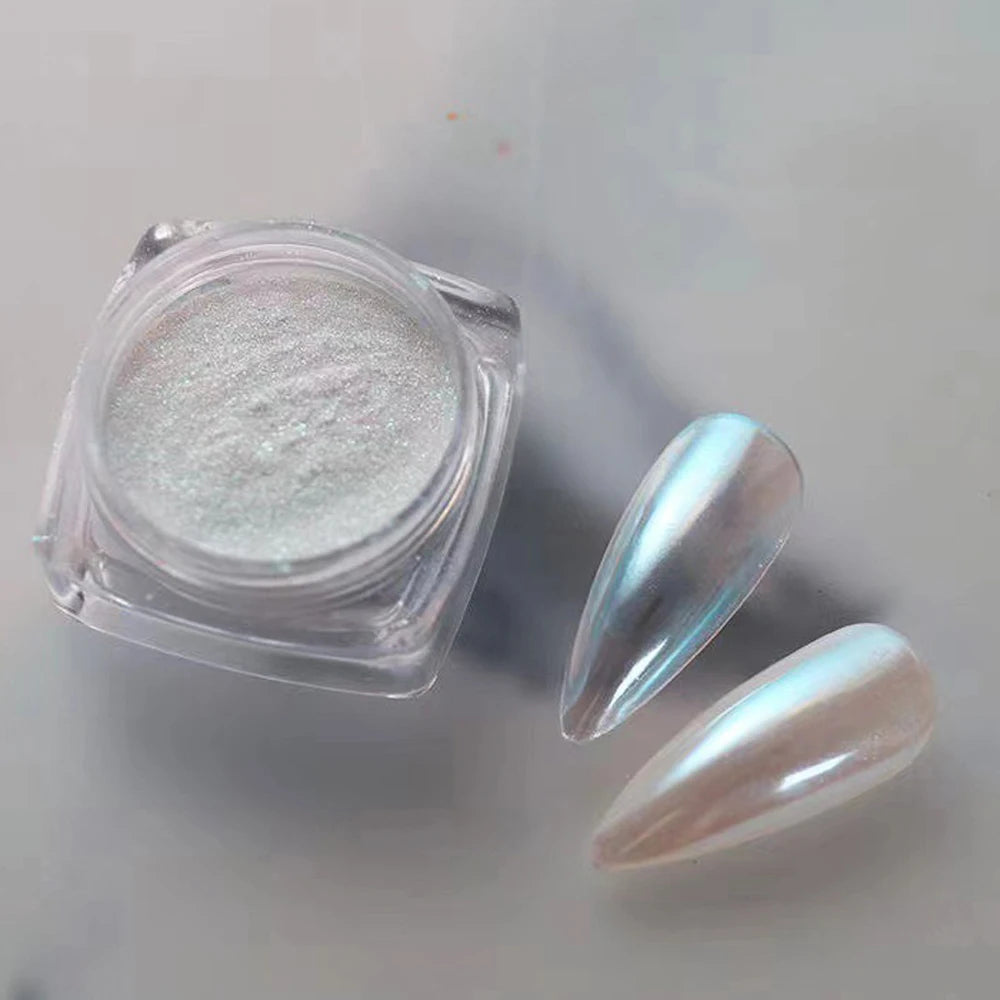 Transform Your Nails with the Glazed Donut Glow - Hailey Bieber Inspired Glitter Chrome Nail Powder
