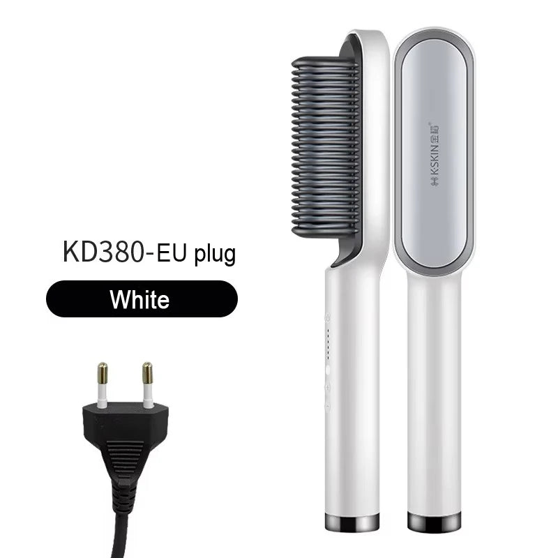Revolutionary 2-in-1 Hair Styler: Fast Heating Straightening Hot Comb with Negative Ion Technology for Effortless Styling