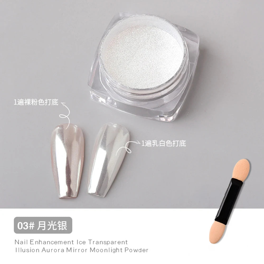 Transform Your Nails with the Glazed Donut Glow - Hailey Bieber Inspired Glitter Chrome Nail Powder