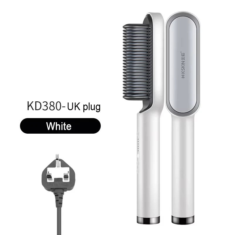 Revolutionary 2-in-1 Hair Styler: Fast Heating Straightening Hot Comb with Negative Ion Technology for Effortless Styling