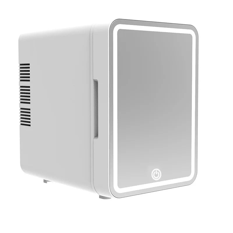 Chic 4L Mini Skincare Fridge with LED Light Mirror - Perfect for Makeup, Skincare, and Snacks in Your Bedroom, Office, or Car