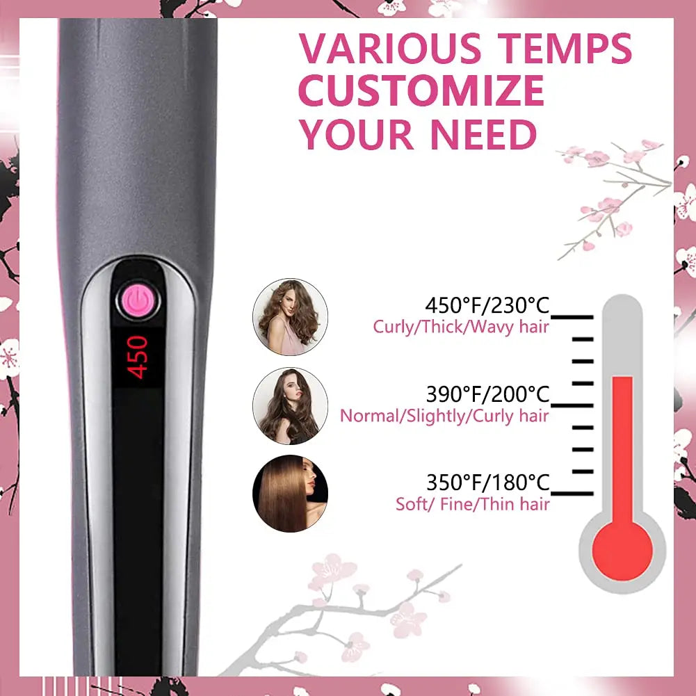 Transform Your Hair with the VITI Professional Hair Straightener Brush - Wet and Dry Styling Comb with LCD Display