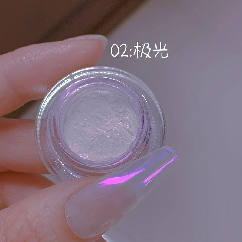 Transform Your Nails with the Glazed Donut Glow - Hailey Bieber Inspired Glitter Chrome Nail Powder